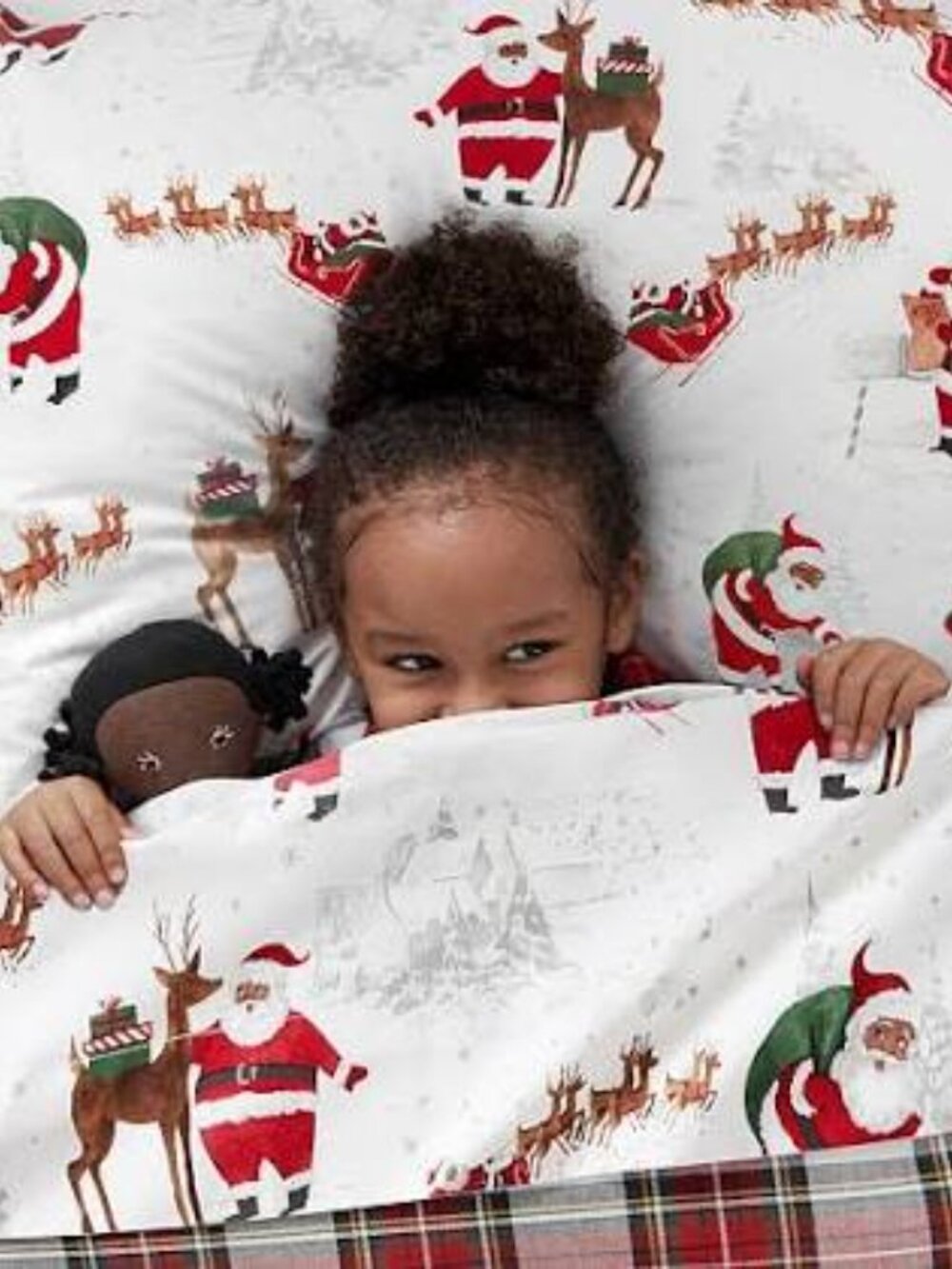 Pottery Barn Kids Heritage Santa Flannel Sheets Set Full